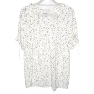 Carolina Belle Ivory Polka Dot Career Blouse Size Large